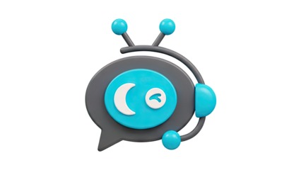 3D Chatbot Icon with Antennas and Headphones