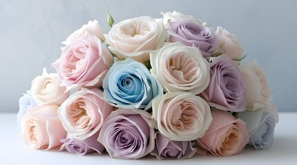 Obraz premium A beautiful bouquet of pastel roses in various colors
