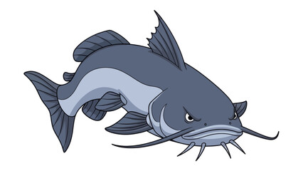 Fototapeta premium Cartoon catfish illustration, aquatic animal