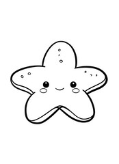 Fototapeta premium a cute, kawaii starfish with a happy face on a white background. a simple coloring page.