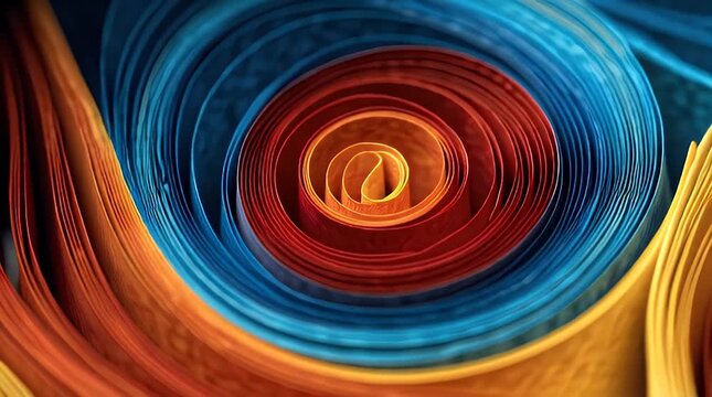 Colorful Paper Quilling Art Spirals and Shapes Macro Video.