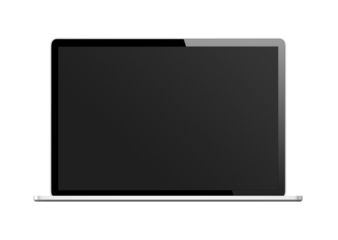 Notebook with black screen mockup transparent png