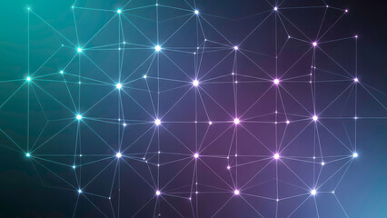 Abstract Digital Network Connections with Glowing Nodes and Geometric Lines