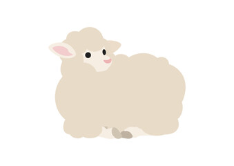 座ってくつろぐひつじのおだやかな姿