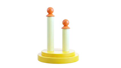 Yellow and Orange Abstract Sculpture with Spherical Tops