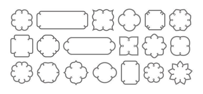 Chinese Ornament Frame Set. Oriental Vector Line Borders. Asian Retro Shape. Simple Retro China Frame Design Element.