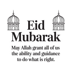 Eid Mubarak wishes with mosque domes and guidance