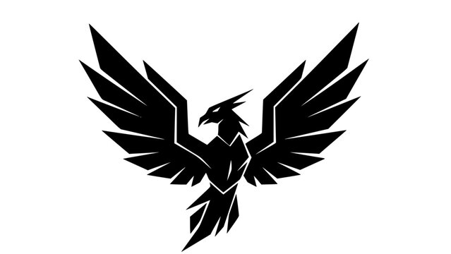 geometric phoenix black vector logo