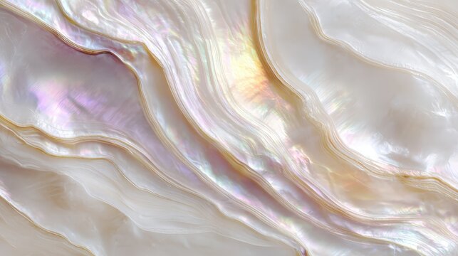 Lustrous Mother of Pearl: A mesmerizing close-up unveils the iridescent beauty of mother of pearl, showcasing its unique patterns and ethereal glow. 