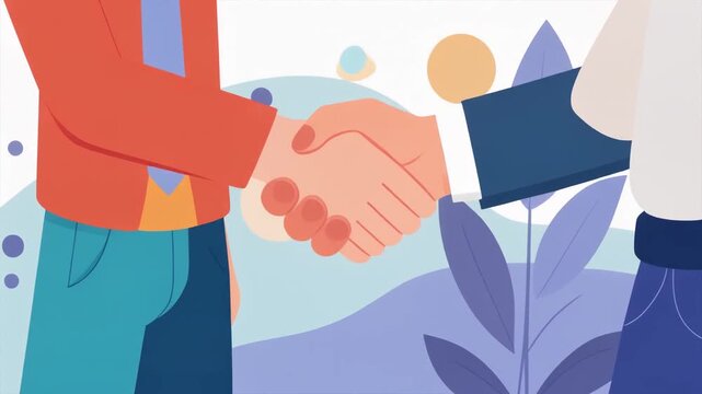 Two people shaking hands in a professional setting, symbolizing agreement and partnership.