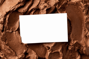 Png business card mockup on chocolate frosting texture