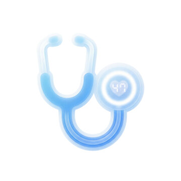 3D Glassmorphism Digital Stethoscope Icon - Smart Clinical Diagnostic
