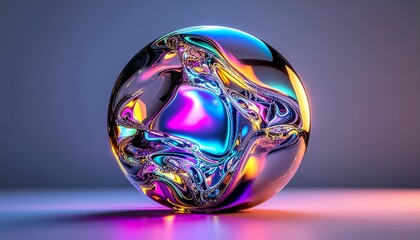 Floating frame revealing a surreal reality inside a vibrant glass sphere
