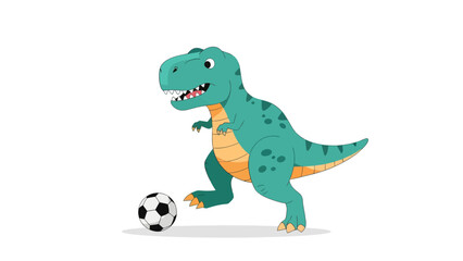 Obraz premium Cartoon T-Rex Playing Soccer Isolated on White