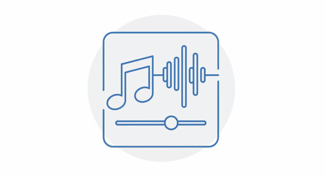 Music note and sound wave icon representing audio editing and production.