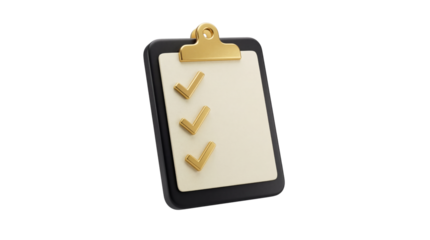 3d clipboard with checklist isolated on transparent background