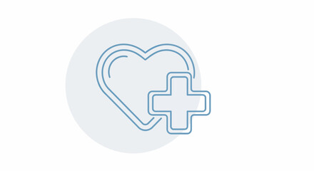 Heart with Medical Cross Icon Representing Health and Care.