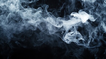 Obraz premium Swirling Abstract White Smoke Plume on Black Background with Soft Curved Forms