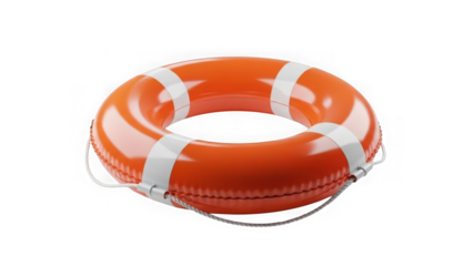 Orange life preserver ring isolated on transparent background