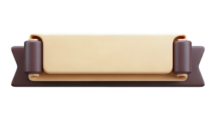 Abstract 3D Render of a Beige and Brown Ribbon Banner