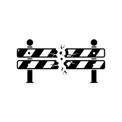 Broken construction barrier icon.