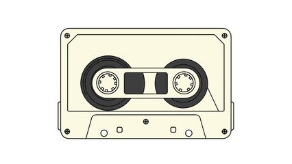 Obraz premium Vintage cream-colored audio cassette tape for retro music, nostalgia, and analog sound recording technology themes.