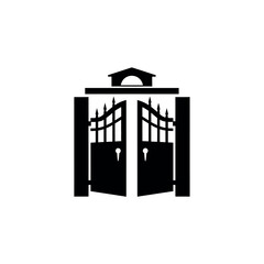 Open gate entrance with archway silhouette.