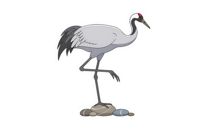 Obraz premium Graceful Crane Standing on Rocks in a Tranquil Natural Setting