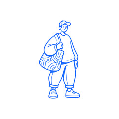 Young Man with Stylish Bag and Casual Outfit.