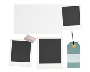 Png aesthetic mood board sticker, instant photo, transparent background