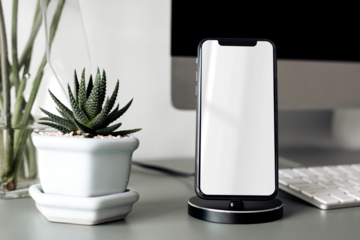 Smartphone png mockup screen, desk, transparent design