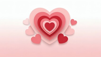 Layered Heart Shapes Soft Shadow Pink White Valentine Card