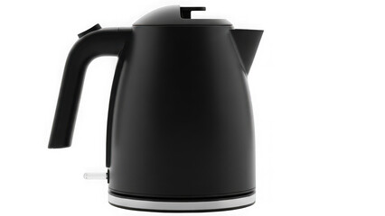 Black electric kettle on transparent background isolated