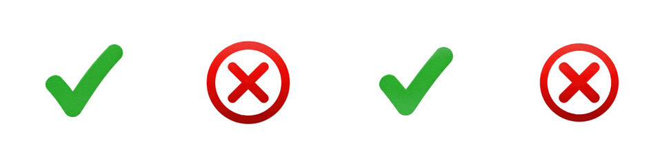 Obraz premium Green Check Mark and Red Cross Icon Set for Approval and Rejection Concepts