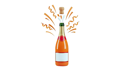 Champagne bottle popping with confetti and spray