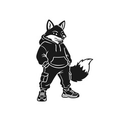 Stylized Fox Character Wearing Hoodie and Cargo Pants.