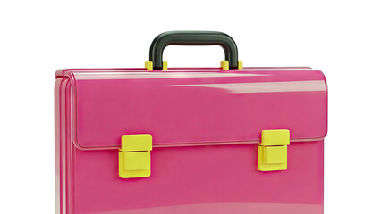 Pink Briefcase with Yellow Clasps and Black Handle