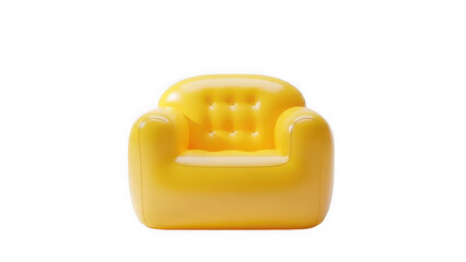 Yellow inflatable armchair isolated on transparent background