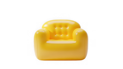 Yellow inflatable armchair isolated on transparent background