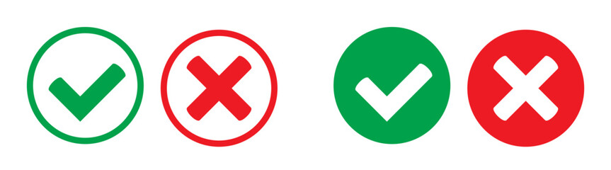 Green Tick and Red Cross Icons Set. Green Tick and Red Cross Icons Set