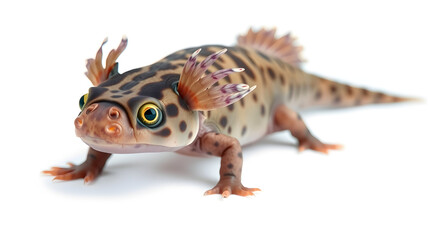 Axolotl Isolated on Clean Background – Cute Exotic Amphibian