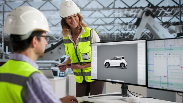 Automotive Designers Testing Electric Car Prototype
