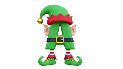 Letter A as a Christmas Elf