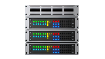 Stack of Server Racks with Indicator Lights