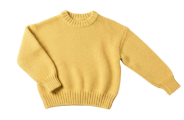 A mustard yellow knit sweater with ribbed cuffs and hem.