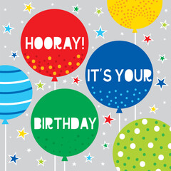 colorful balloon for birthday greeting card