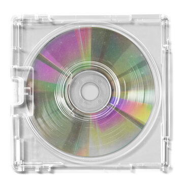 Transparent CD Case with Disc Mockup Isolated on White Background