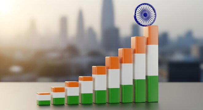 Indian Tricolor Growth Chart Republic Day Economic Progress Concept