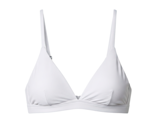 A white triangle bikini top with thin straps.