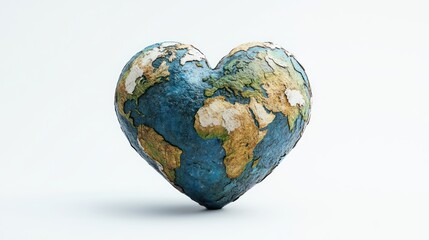 Symbolic representation of global affection and planetary stewardship, depicting a heart-shaped Earth as a powerful concept of environmental love and interconnectedness